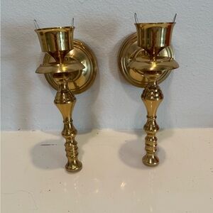 Vintage Pair of Gold Brass Wall Sconces